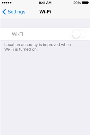 iOS šedý prepínač WiFi