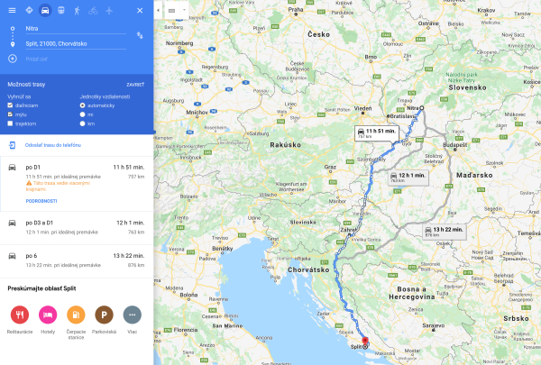 Špeciálna trasa vyhnutie sa diaľniciam a mýtu v Google Maps