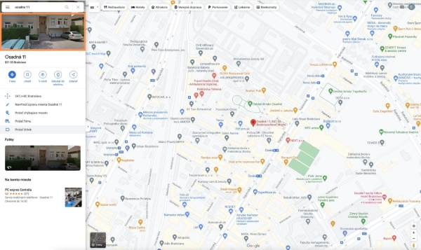 Google Maps zobrazení Street View