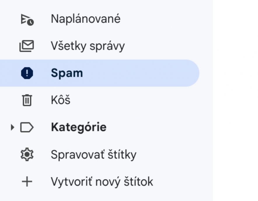 Priečinok spam v emailovej schránke.